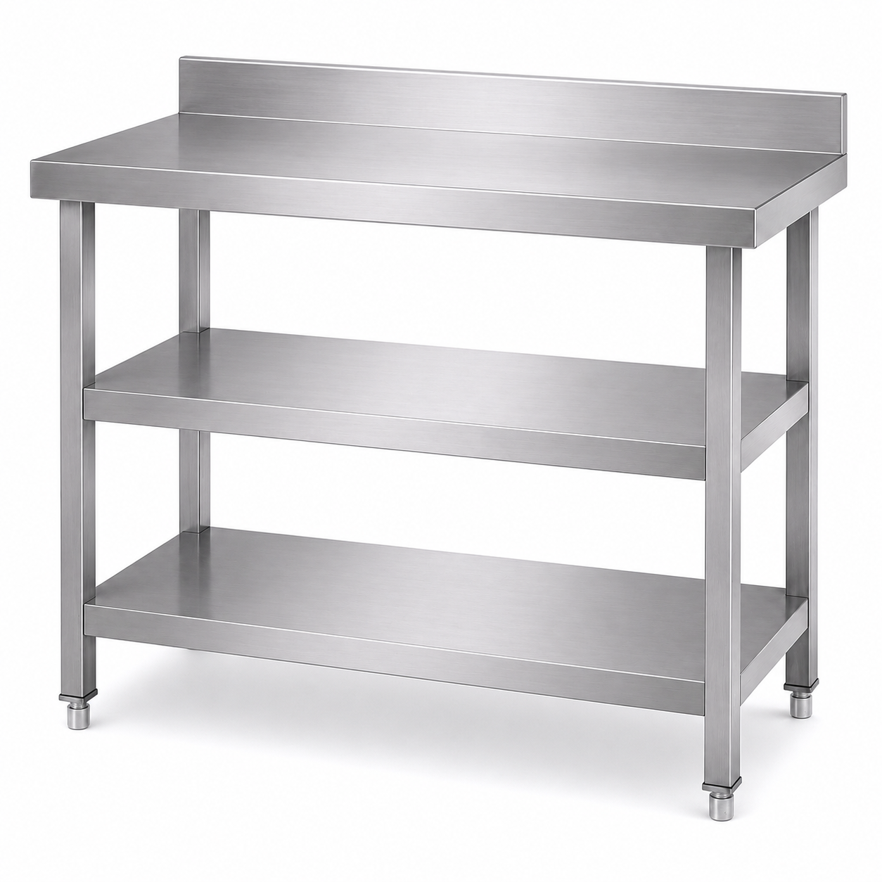 Three-Tier Stainless Steel Workbench with Backrest (201 Grade)