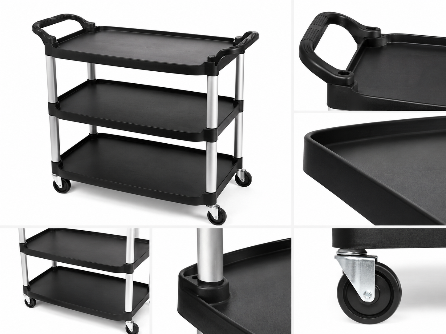 Medium-Sized Three-Tier Plastic Food Cart - Image 3