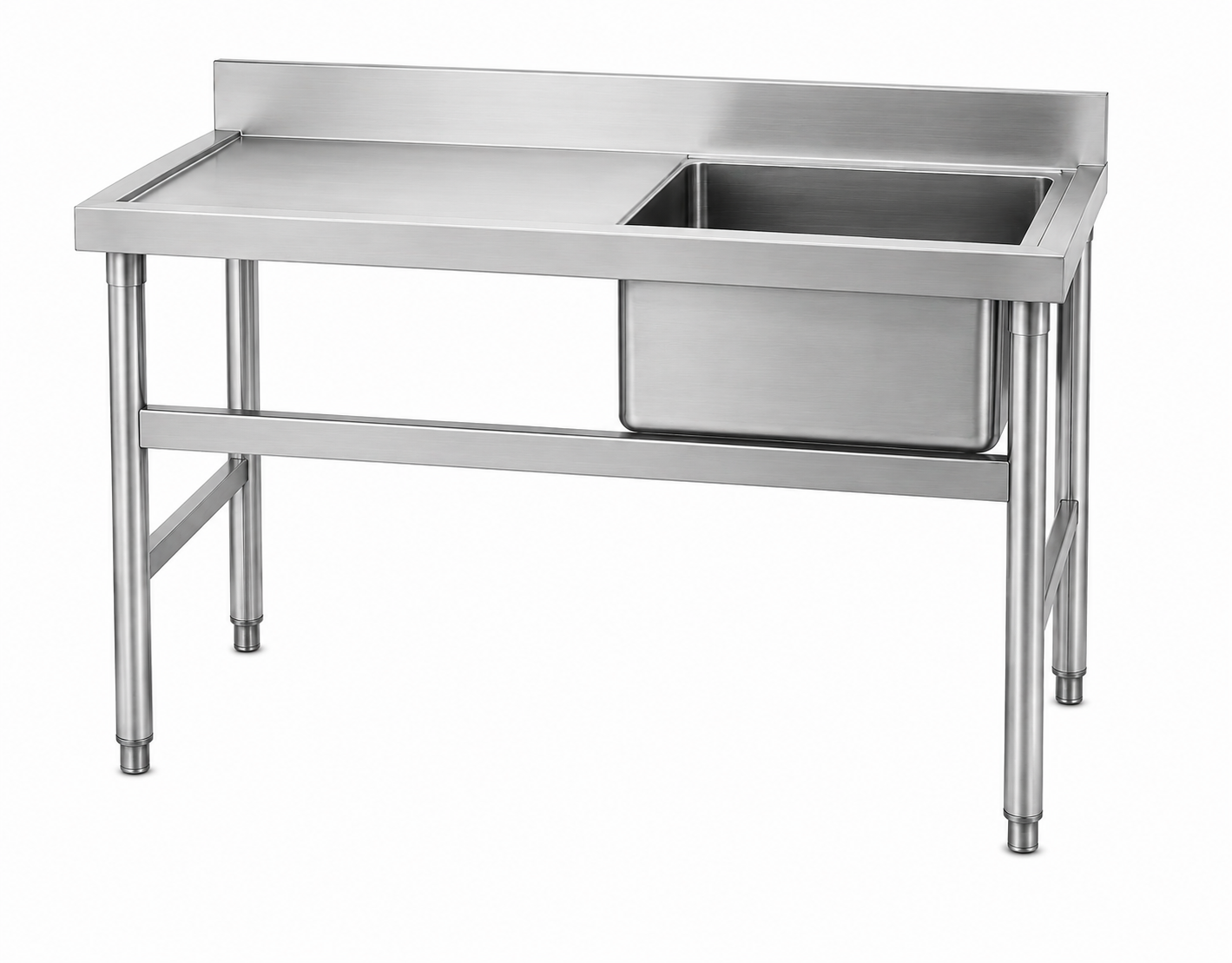 304 Stainless Steel Single-Bowl Sink Cabinet with Left-Side Countertop