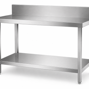304 Stainless Steel Double-Layer Workbench with Backrest