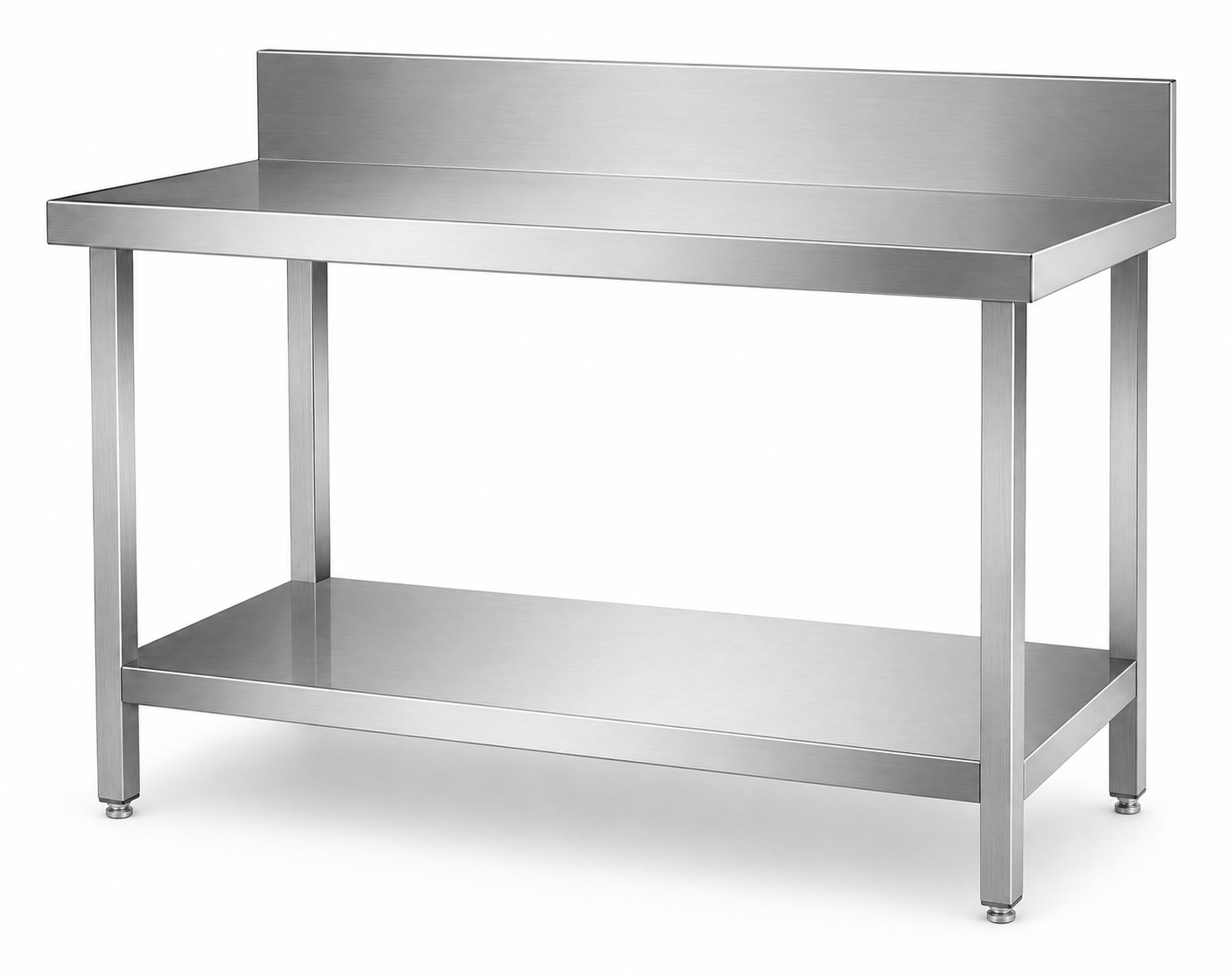 201 Stainless Steel Double-Layer Workbench with Backrest