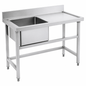 304 Stainless Steel Single-Bowl Sink with Right-Side Countertop