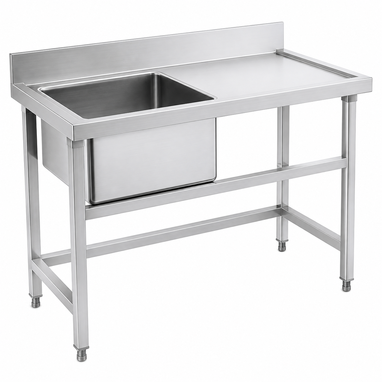 304 Stainless Steel Single-Sink Unit with Right-Side Countertop
