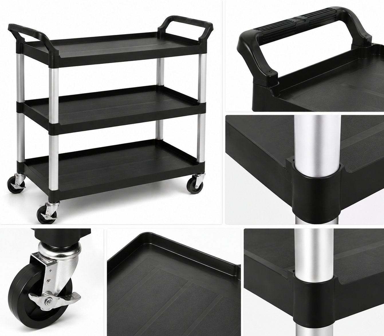 Medium-Sized Three-Tier Plastic Food Cart - Image 2