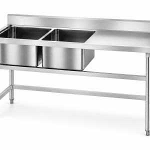 304 Stainless Steel Double Sink with Right-Side Countertop
