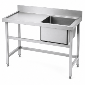 304 Stainless Steel Single-Sink Unit with Left-Side Countertop