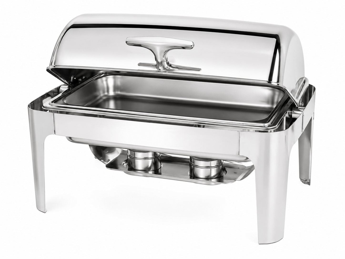 Premium Rectangular Stainless Steel Roll-Top Chafing Dish with Fuel Holders