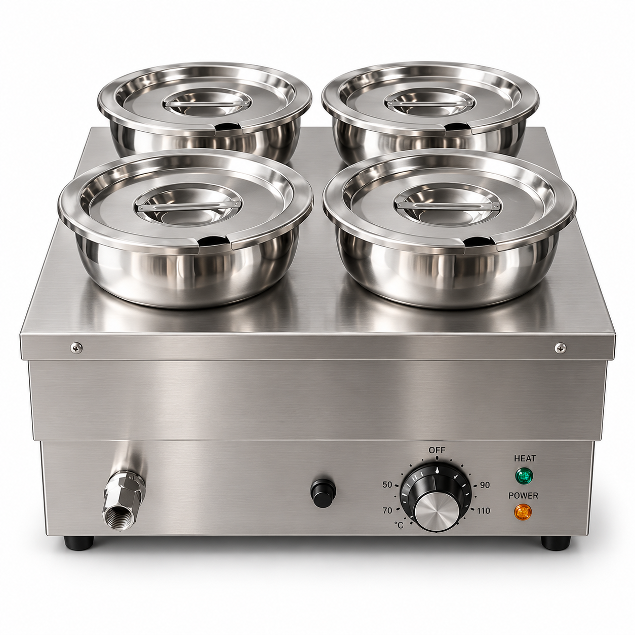 Commercial Stainless Steel 4-Pot Food Warmer Bain Marie