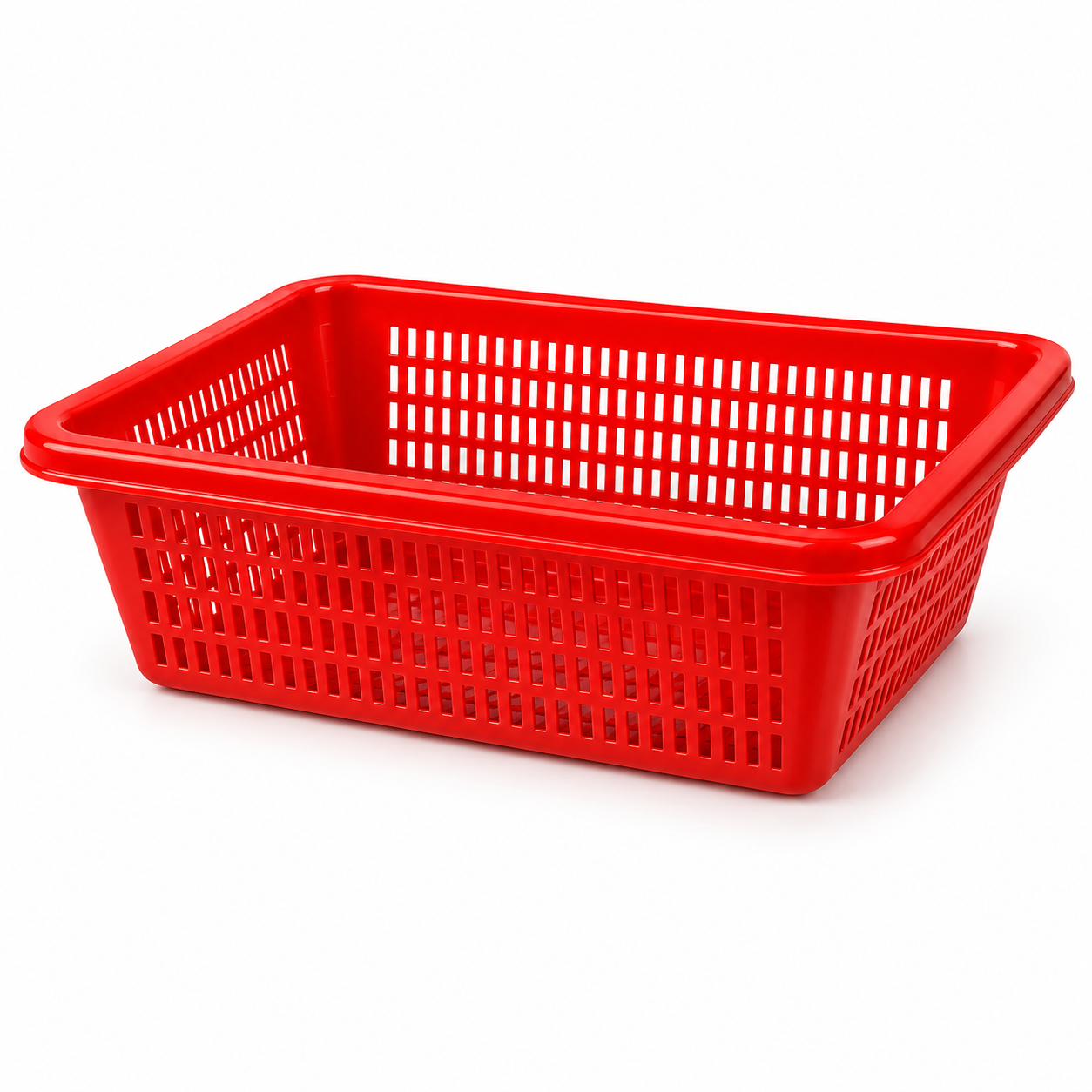 Stackable Red Plastic Storage Basket